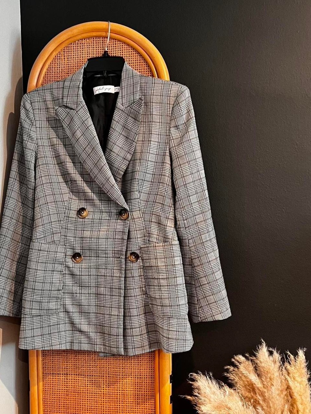 Petal and Pup Elizabeth Plaid Blazer - Gray